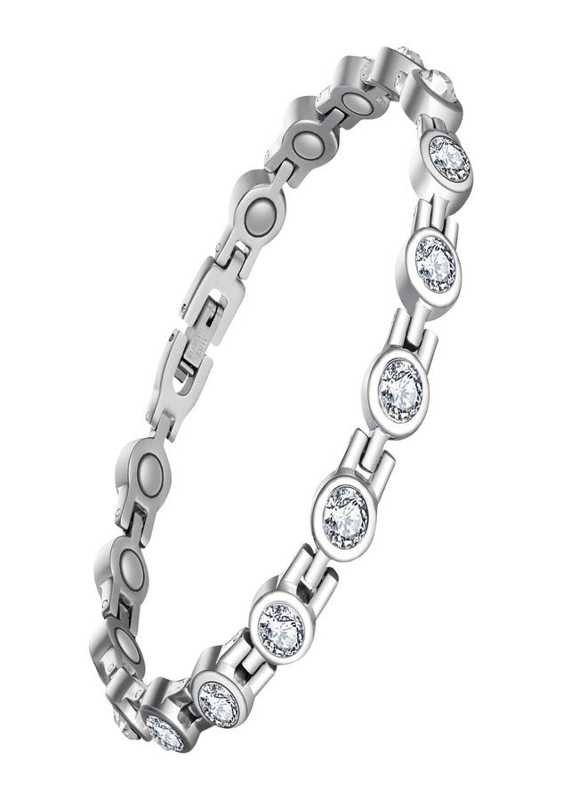 أساور جيكانوري المغناطيسية للنساء، سوار مغناطيسي من الفولاذ المقاوم للصدأ مع مغناطيس نيوديميوم وكريستالات متلألئة، هدايا مثالية - Image 1